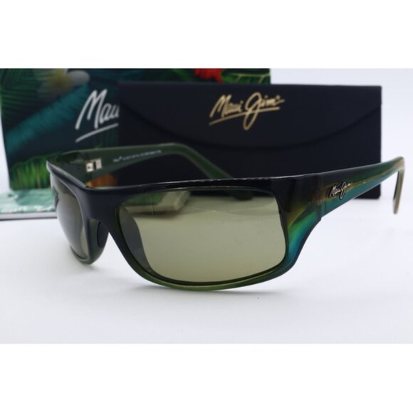 Maui Jim Peahi MJ 202-71 Black/Green Wrap Sunglasses Bronze polarized Lens 65mm - Picture 6 of 6